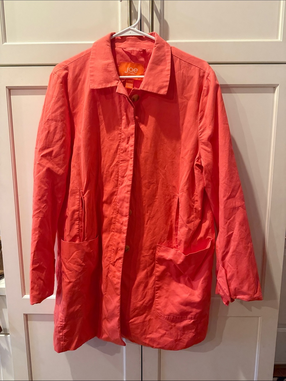 Joe Fresh Coral-Red Single-Breasted Trench Coat